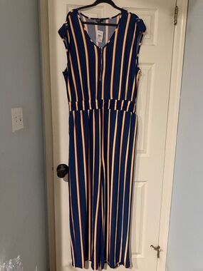 Love Navy Jumpsuit rainbow Lgtbq edgy fun vacation boho fairy